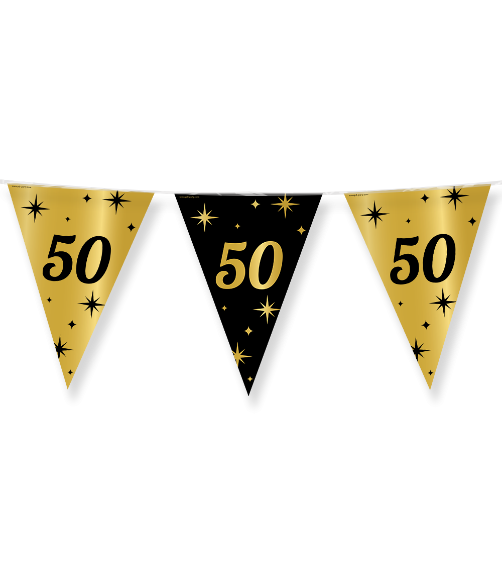 Classy Vlaggenlijn 50 Jaar Zwart/Goud (10m)