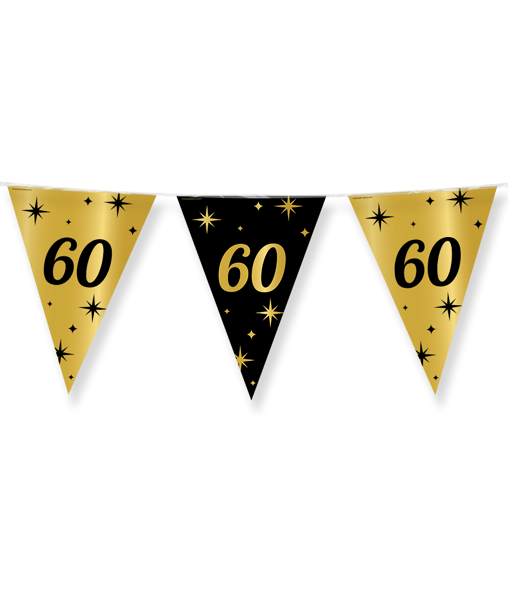 Classy Vlaggenlijn 60 Jaar Zwart/Goud (10m) afbeelding