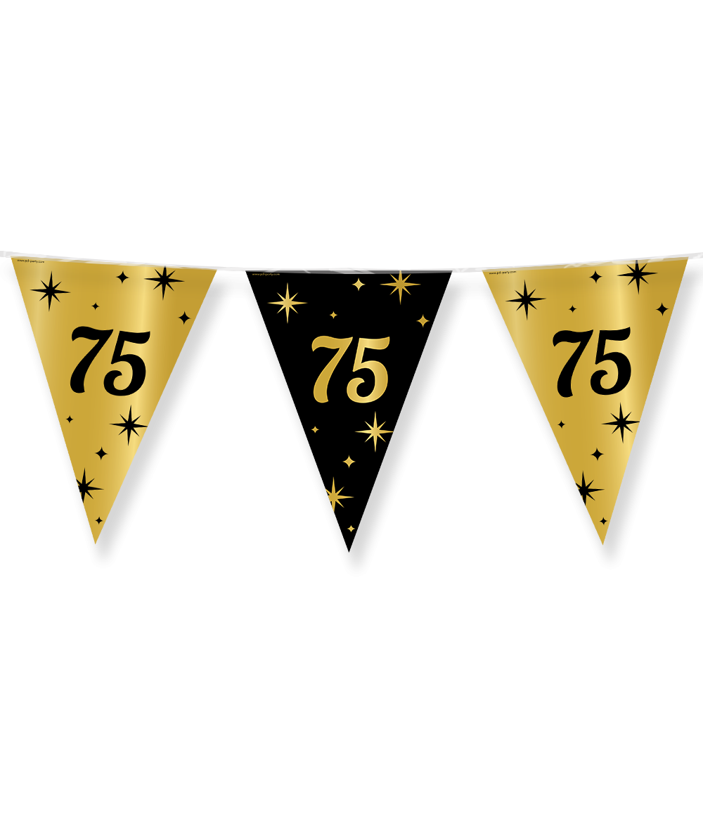 Classy Vlaggenlijn 75 Jaar Zwart/Goud (10m)