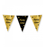 Classy Vlaggenlijn Party Time Zwart/Goud (10m)