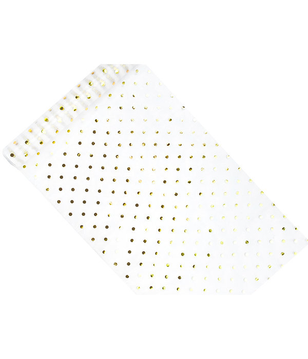 Transparant Met Gouden Stippen Organza Op Rol (9m x 0.36m)