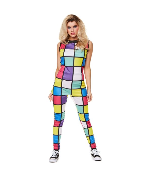 80's Disco Rubiks Cube Jumpsuit Dames
