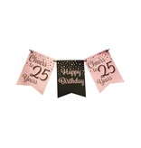 Verjaardagsslinger Vaandel 25 Jaar Roze/Zwart (6m)