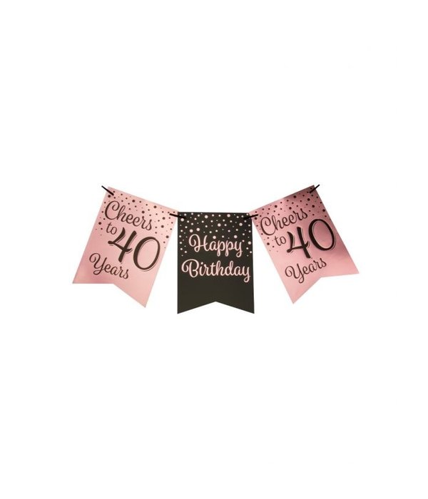 Verjaardagsslinger Vaandel 40 Jaar Roze/Zwart (6m)