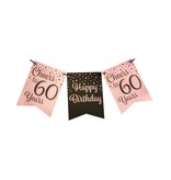 Verjaardagsslinger Vaandel 60 Jaar Roze/Zwart (6m)