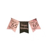 Verjaardagsslinger Vaandel 65 Jaar Roze/Zwart (6m)
