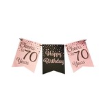 Verjaardagsslinger Vaandel 70 Jaar Roze/Zwart (6m)
