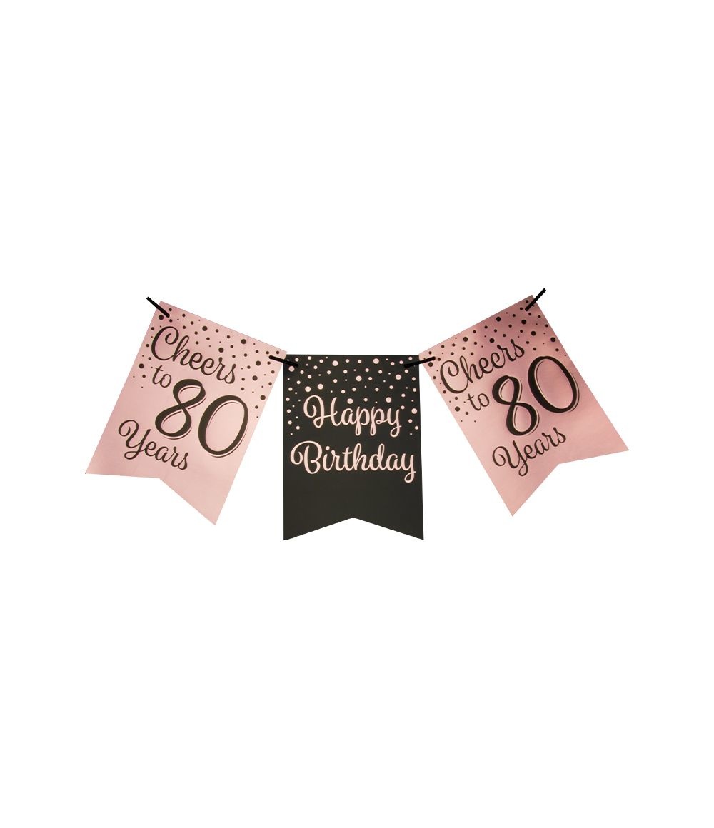 Verjaardagsslinger Vaandel 80 Jaar Roze/Zwart (6m) afbeelding