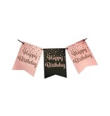 Verjaardagsslinger Vaandel Happy Birthday Roze/Zwart (6m)