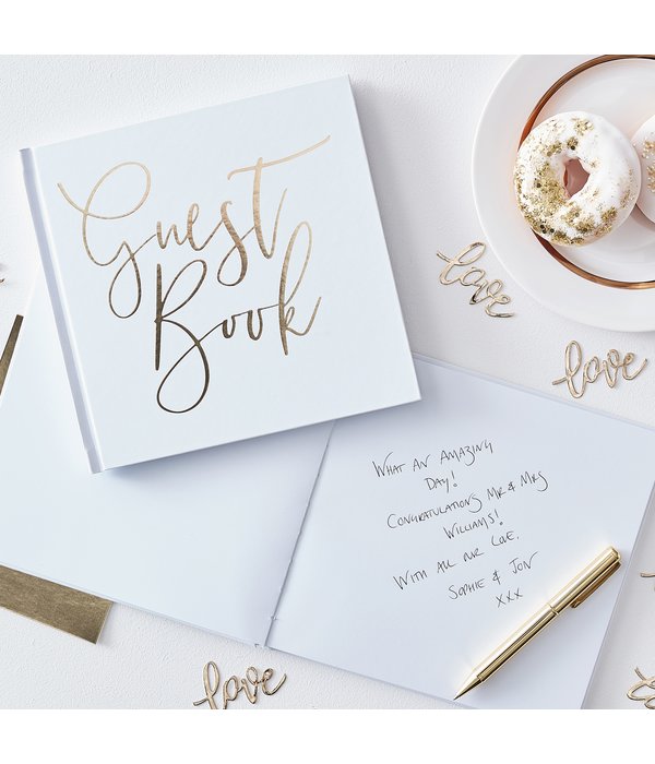 Gastenboek Bruiloft Wit/Goud