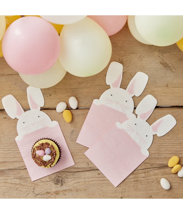 Paas Servetten Konijn Roze/Wit (16st)