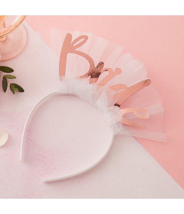 Vrijgezellenfeest Diadeem 'Bride' Rose goud