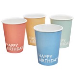 Feestbekers 'Happy Birthday' mixkleur (8st)