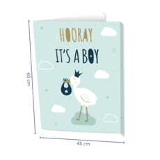 Raambord 'Hooray Baby Boy' (60x45cm)
