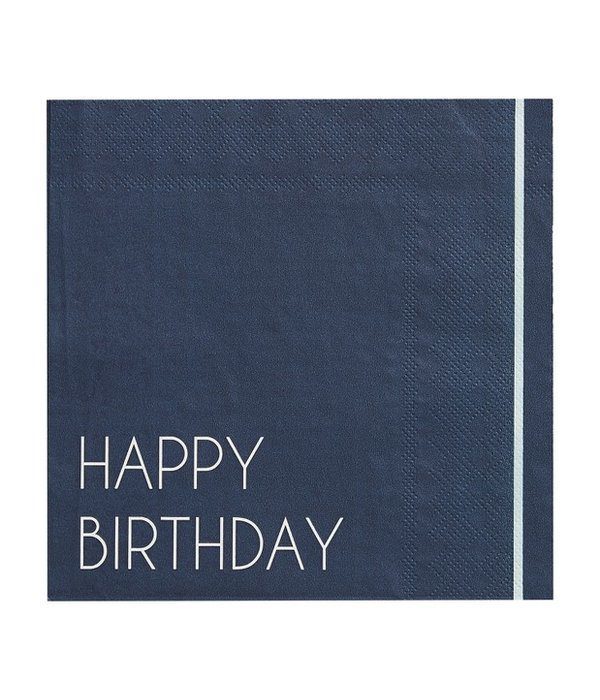 Servetten Happy Birthday Navy Blue (16st)
