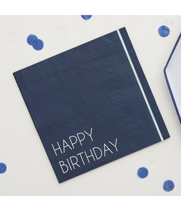 Servetten Happy Birthday Navy Blue (16st)