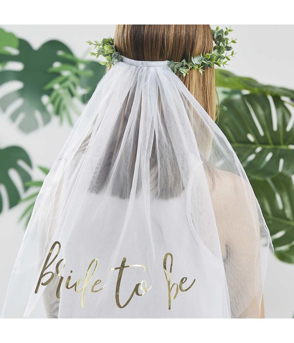 Hoofdband 'Bride To Be' Sluier Eucalyptus