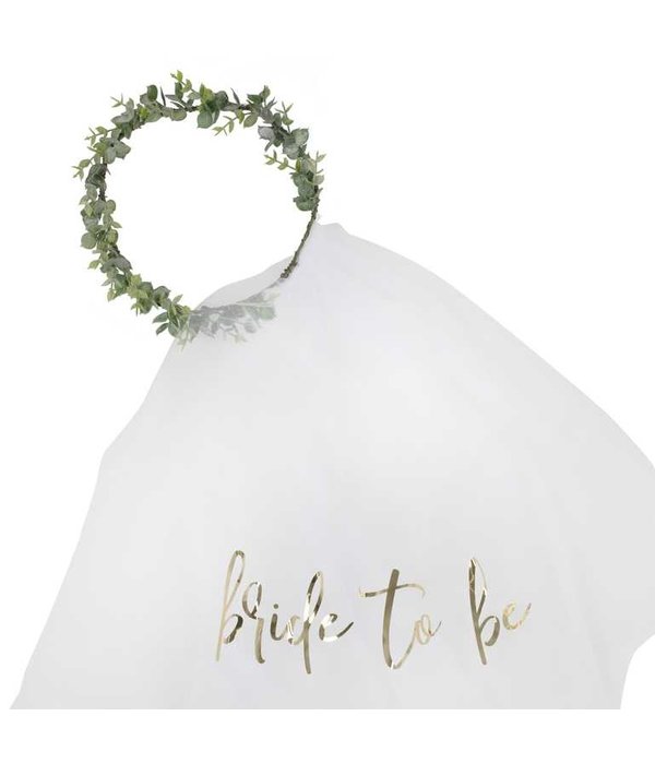 Hoofdband 'Bride To Be' Sluier Eucalyptus