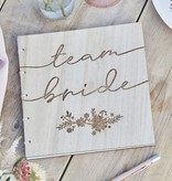 Gastenboek Bruiloft 'Team Bride' Vintage Rustiek Hout
