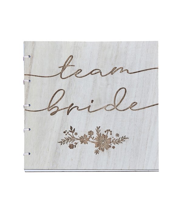 Gastenboek Bruiloft 'Team Bride' Vintage Rustiek Hout