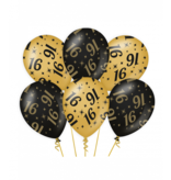 Classy Ballonen 16 Jaar Zwart/Goud (6st)
