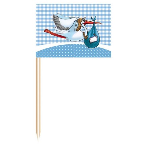 Cocktailprikker geboorte jongen (50 st)