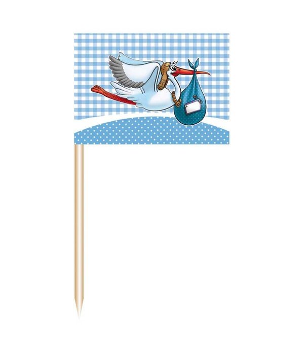 Cocktailprikker geboorte jongen (50 st)