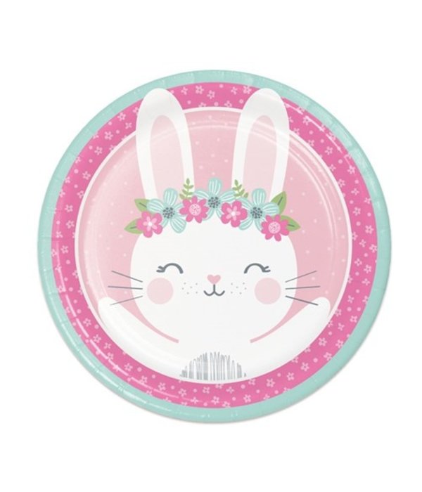 Roze Konijnen Bordjes (8st)
