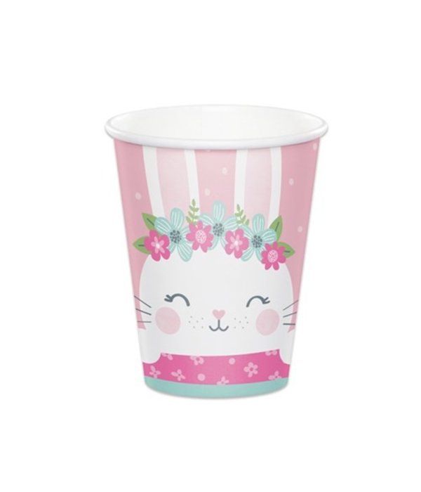 Roze Feestbekers Konijn (8st)