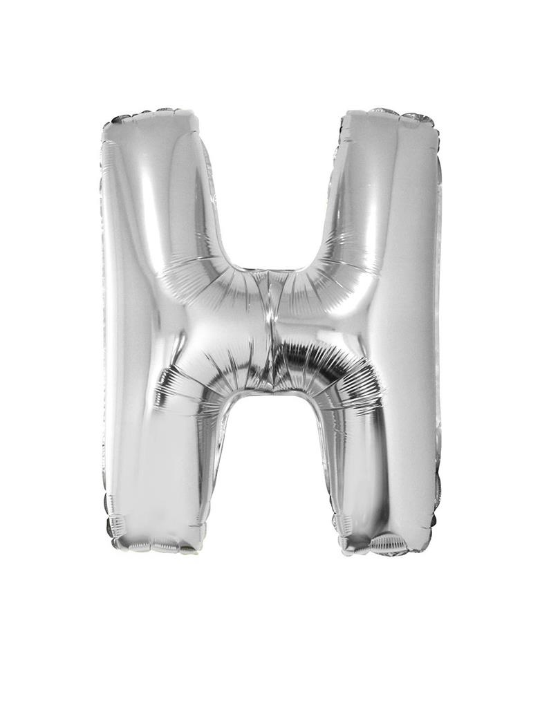 Folieballon Zilver Letter &apos;H&apos; groot afbeelding