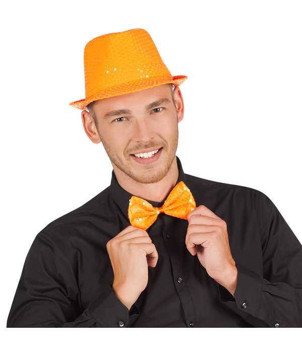 Vlinderstrik Pailletten Oranje