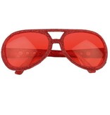 Bril Disco glitter rood
