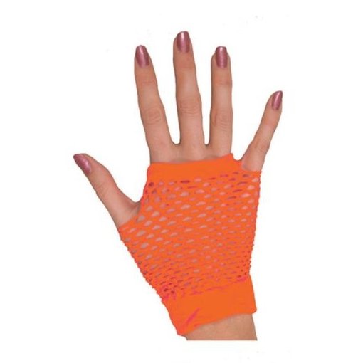 Nethandschoen kort vingerloos fluor oranje