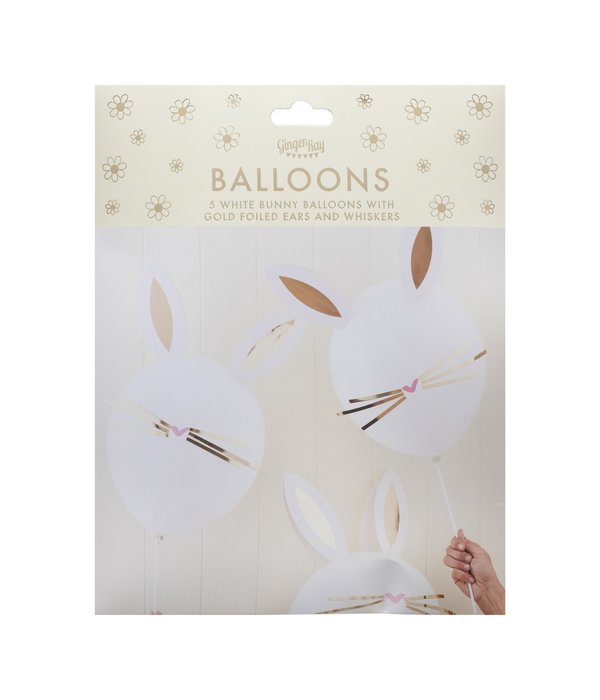 Konijnen Ballonnen Set Wit (5st)