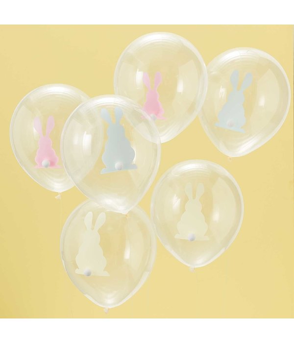 Transparante Konijn Ballonnen Met Staart (9st)