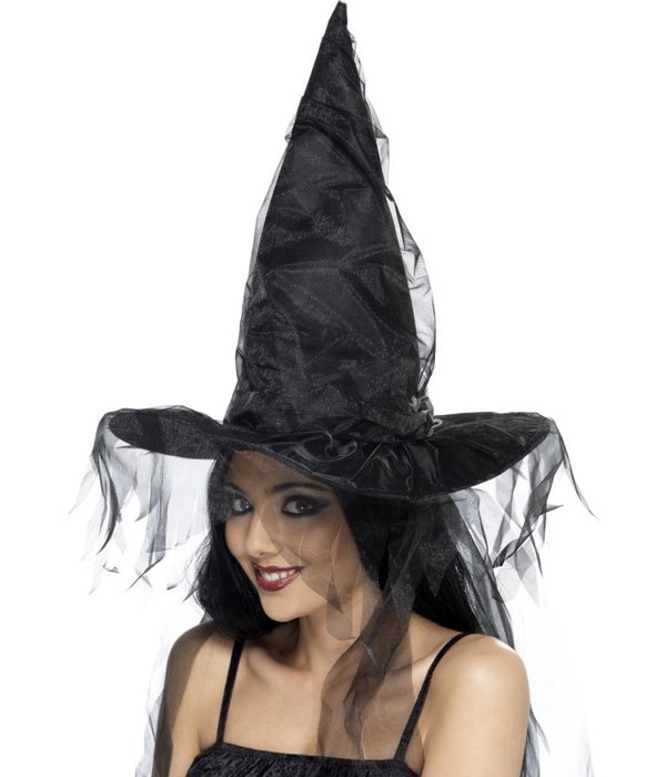Zwart Heksenhoed met net