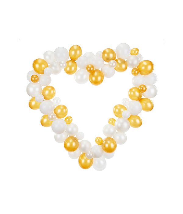 Ballonslinger Met Hart Frame Wit/Goud