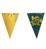 Gender Reveal Vlaggenlijn 'Boy or Girl' Goud/Groen (6m)