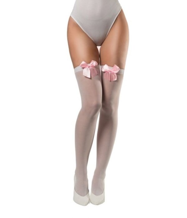 Kousen met strik wit/pink