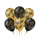 Classy Ballonnen 60 Jaar Zwart/Goud (6st)