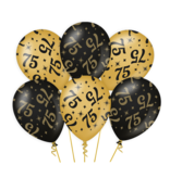 Classy Ballonnen 75 Jaar Zwart/Goud (6st)