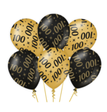 Classy Ballonnen 100 Jaar Zwart/Goud (6st)
