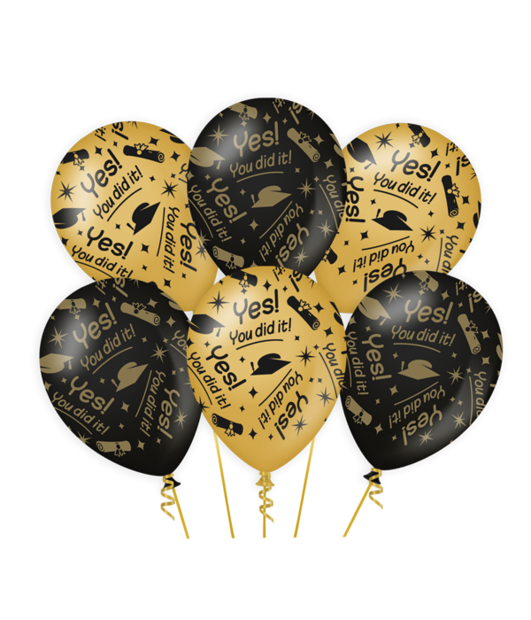 Classy Ballonnen You Did It Zwart/Goud (6st)