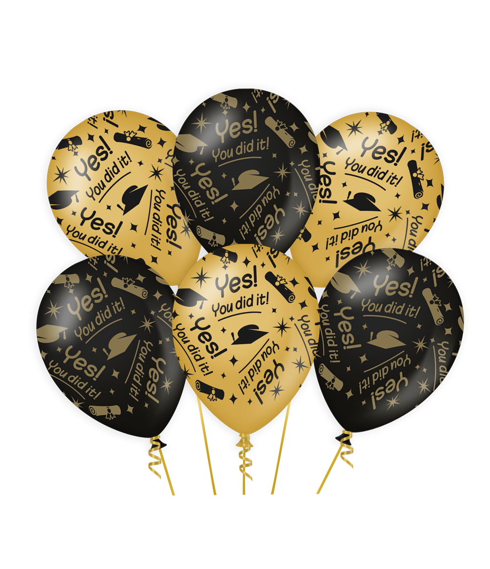 Classy Ballonnen You Did It Zwart/Goud (6st) afbeelding