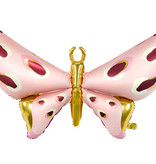 Folieballon Vlinder Roze/Goud (110x80cm)