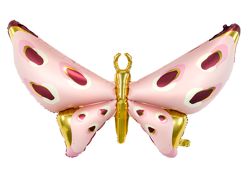 Folieballon Vlinder Roze/Goud (110x80cm) afbeelding