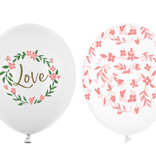 Bruiloft Ballonnen Love/Bloemen (50st)