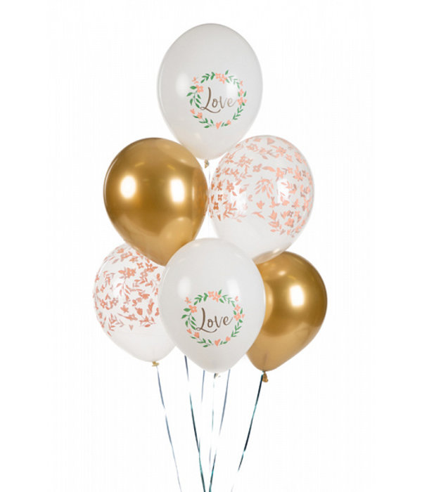 Bruiloft Ballonnen Love/Bloemen (50st)