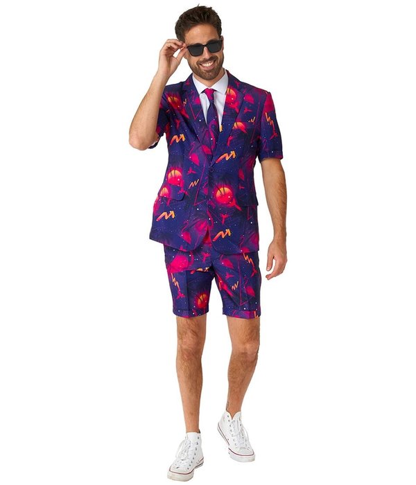 Summer Palm Retro Neon Navy kostuum Suitmeister