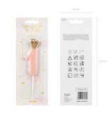 Kaarsje lichtroze met Kroontje cijfer 1